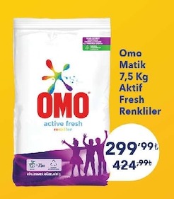 Omo Matik Aktif Fresh Renkliler 7,5 Kg