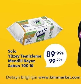 Solo Yüzey Temizleme Mendili Beyaz Sabun 100'Lü