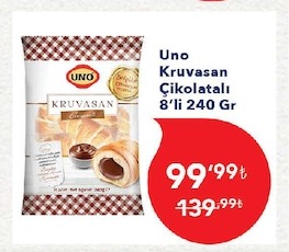 Uno Kruvassan Çikolatali 8'Li 240 Gr