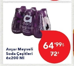 Avşar Meyveli Soda Çeşitleri 6X200 Ml