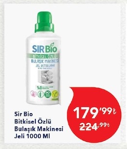 Sir Bio Bitkisel Özlü Bulaşık Makinesi Jeli 1000 Ml