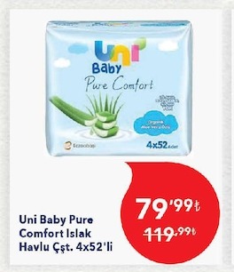 Uni Baby Pure Comfort Islak Havlu Çst. 4X52'Li