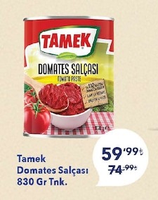 Tamek Domates Salçasi 830 Gr Tnk.