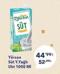 Yörsan Süt Y.Yağlı Uht 1000 Ml