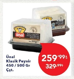 Ünal Klasik Peynir 450 / 500 Gr Çst.