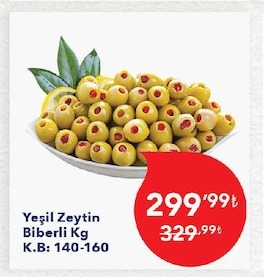 Yeşil Zeytin Biberli Kg K.B: 140-160