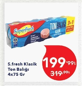 S.Fresh Klasik Ton Balığı 4X75 Gr