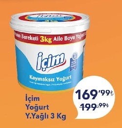 İçim Yoğurt Y.Yağlı 3 Kg