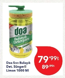 Doa Sıvı Bulaşık Deterjanı Süngerli Limon 1000 Ml