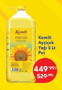Komili Ayçiçek Yağı 5 Lt Pet