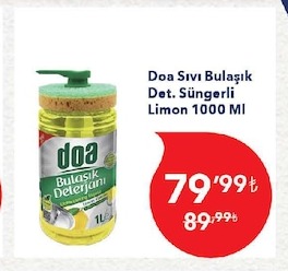Doa Sıvı Bulaşık Det. Süngerli Limon 1000 Ml