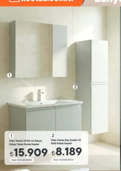 Orka Perge V2 35 Boy Dolap Raflı Sağ- Sol Parlak Beyaz