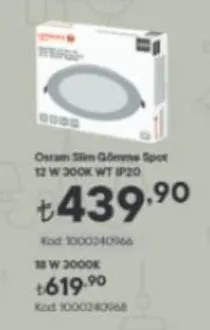 Osram Slim Gömme Spot 12 W 300K Wt Ip20