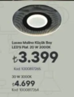 Lucea Mulino Küçük Boy Led'Li Plaf. 20 W 3000K