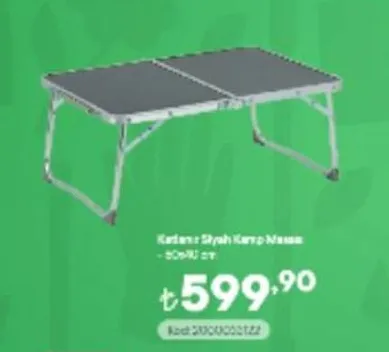 Katlanır Siyah Kamp Masası - 60X90 Cm