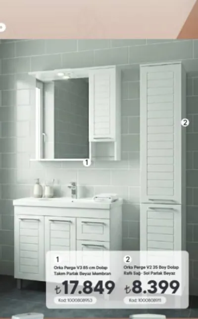 Orka Perge V3 85 Cm Dolap Takım Parlak Beyaz Membran