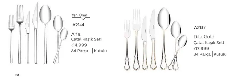 Dila Gold Çatal Kaşık Seti 84 Parça