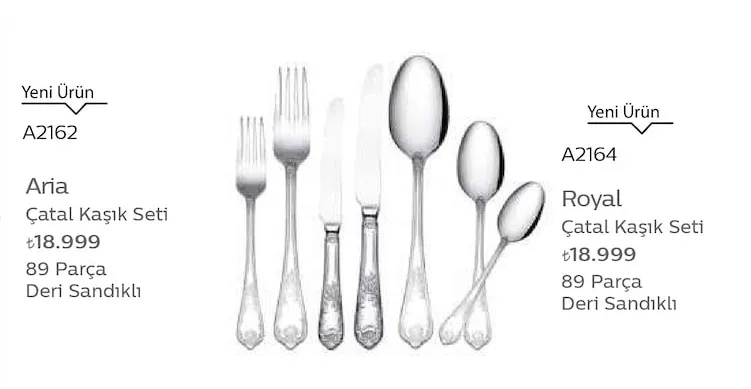 Aria Çatal Kaşık Seti 89 Parça Deri Sandıklı
