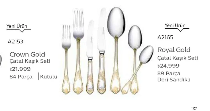 Crown Gold Çatal Kaşık Seti 84 Parça Kutulu