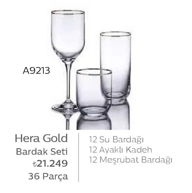 Hera Gold Bardak Seti 36 Parça