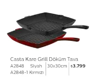 Casta Kare Grill Döküm Tava