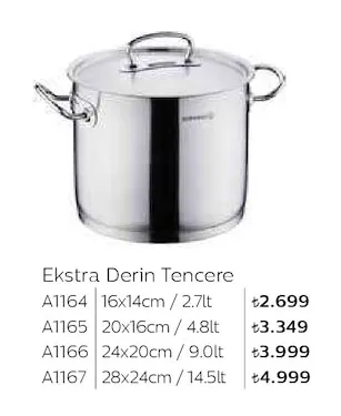Ekstra Derin Tencere A1164 16X14Cm / 2.7Lt