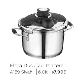 Flora Düdüklü Tencere A159 Siyah 6.0Lt
