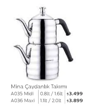 Mina Çaydanlık Takımı A035 Midi 0.8Lt / 1.6Lt