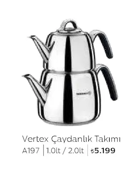 Vertex Çaydanlık Takımı A197 1.0Lt / 2.0Lt