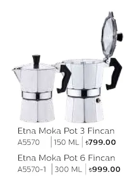 Etna Moka Pot 3 Fincan A5570 150 Ml