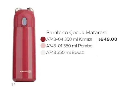 Bambino Çocuk Matarası A743-04 350 Ml Kırmızı