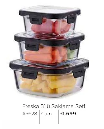 Freska 3'Lü Saklama Seti A5628 Cam