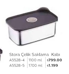 Stora Çelik Saklama Kabı A5528-4 1100 Ml
