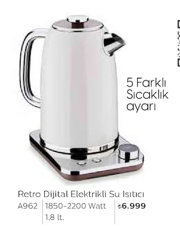 Retro Dijital Elektrikli Su Isıtıcı 1.8 Lt.