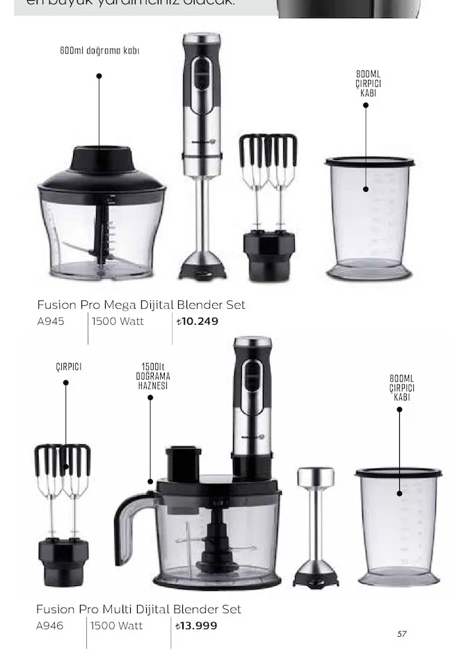 Korkmaz Fusion Pro Mega Dijital Blender Set A945 1500 Watt