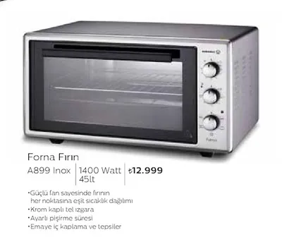 Korkmaz Forna Fırın A899 Inox 45Lt