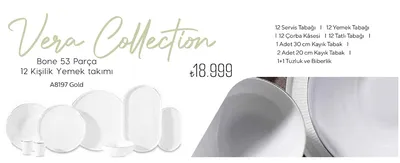 Vera Collection Bone 53 Parça 12 Kişilik Yemek Takımı A8197 Gold