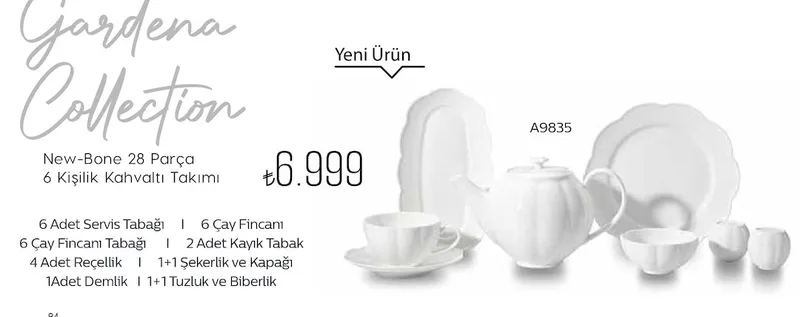 New-Bone 28 Parça 6 Kişilik Kahvaltı Takımı