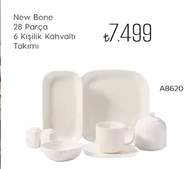 New Bone 28 Parça 6 Kişilik Kahvaltı Takımı
