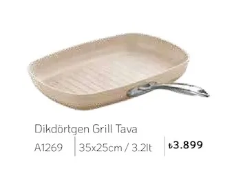 Volkanit Dikdörtgen Grill Tava A1269 35X25Cm / 3.2Lt