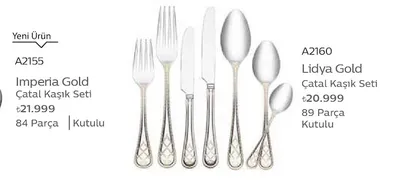 Imperia Gold Çatal Kaşık Seti 84 Parça Kutulu