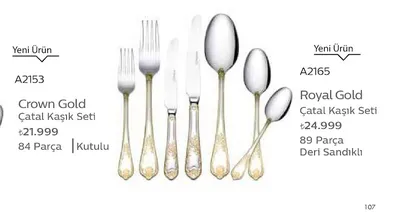 Crown Gold Çatal Kaşık Seti 84 Parça Kutulu