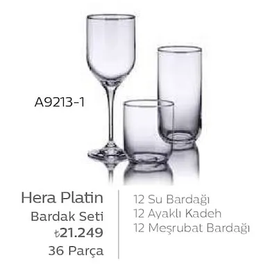 Hera Platin Bardak Seti 36 Parça
