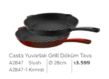 Casta Yuvarlak Grill Döküm Tava