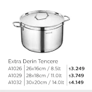 Extra Derin Tencere A1026 26X16Cm / 8.5Lt