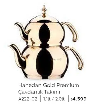 Hanedan Gold Premium Çaydanlık Takımı A222-02 1.1Lt / 2.0Lt