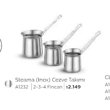 Steama (Inox) Cezve Takımı 2-3-4 Fincan