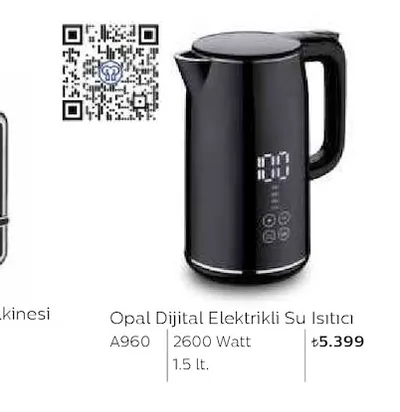 Opal Dijital Elektrikli Su Isıtıcı 1.5 Lt.