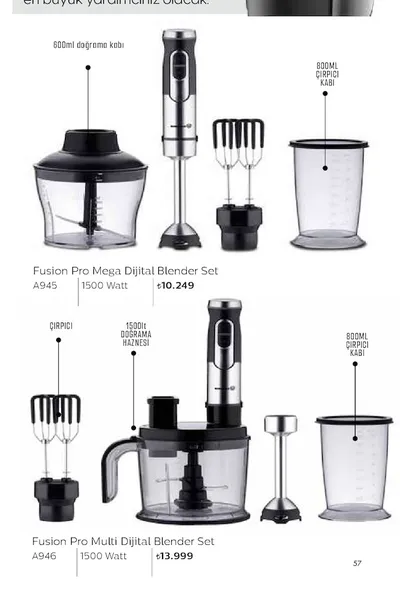 Korkmaz Fusion Pro Mega Dijital Blender Set A945 1500 Watt