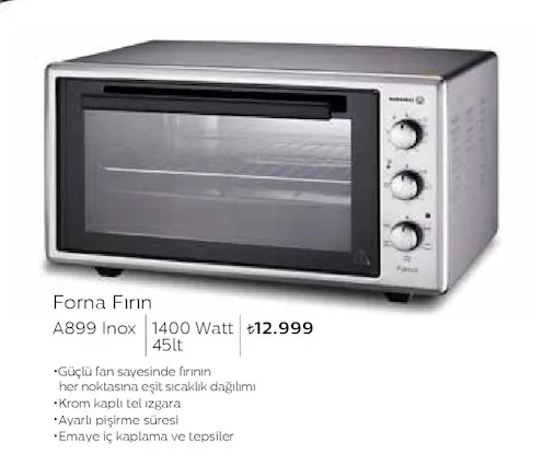 Korkmaz Forna Fırın A899 Inox 45Lt